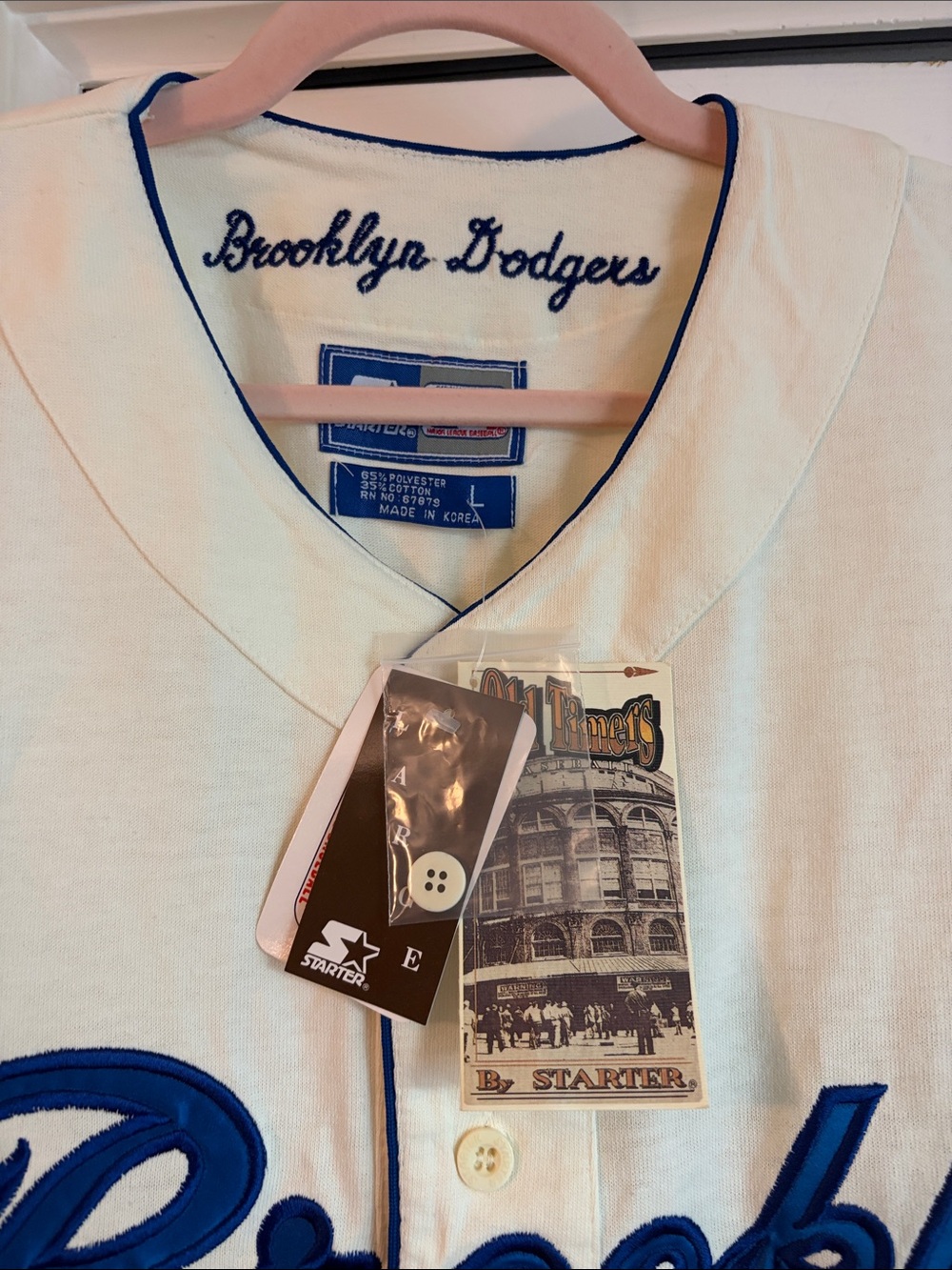 STARTER White and Royal Blue "Brooklyn" Baseball Jersey - Picture 5 of 14